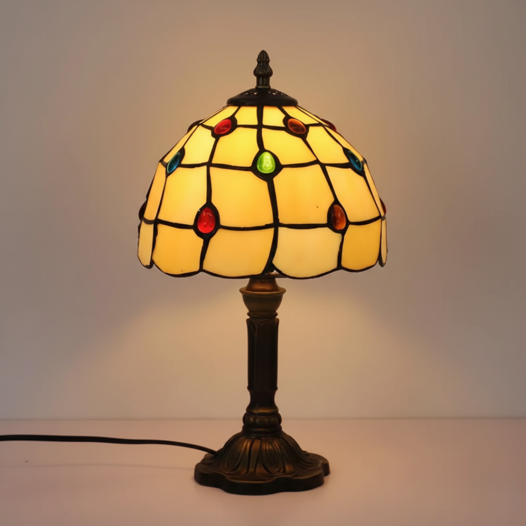 Lampa stołowa Art Déco z barwionego szkła
