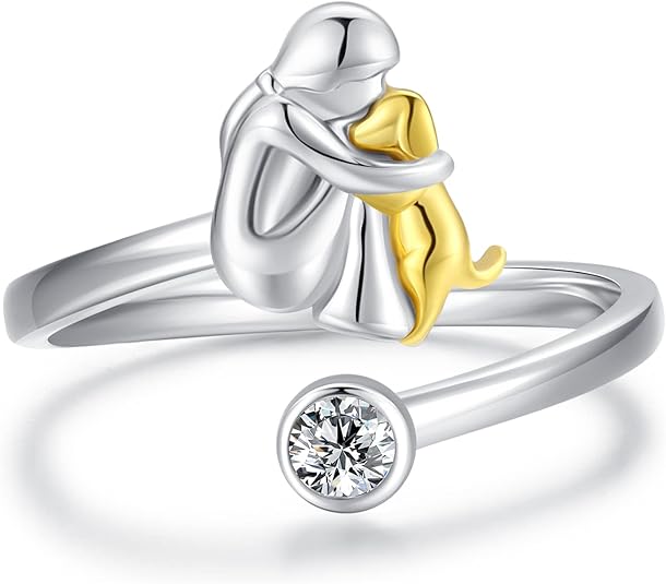 Regulowany pierścionek dla psa wykonany ze srebra – Ręcznie robiony pierścionek dla kobiet